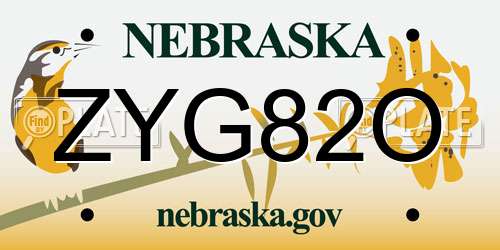 ZYG82O Nebraska License Plate