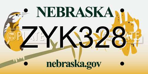 ZYK328 Nebraska License Plate