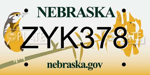 ZYK378 Nebraska License Plate