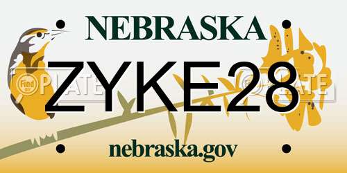 ZYKE28 Nebraska License Plate