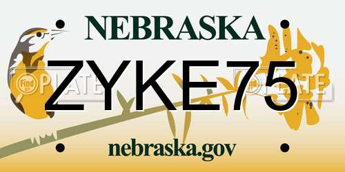 ZYKE75 Nebraska License Plate