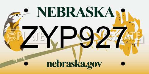 ZYP927 Nebraska License Plate