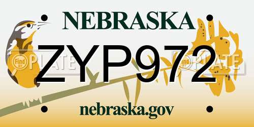 ZYP972 Nebraska License Plate
