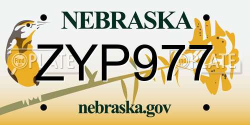 ZYP977 Nebraska License Plate