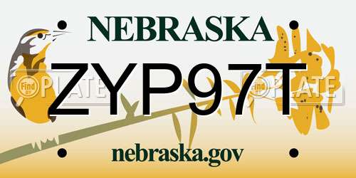 ZYP97T Nebraska License Plate