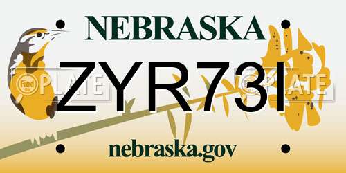 ZYR73I Nebraska License Plate