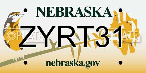 ZYRT31 Nebraska License Plate