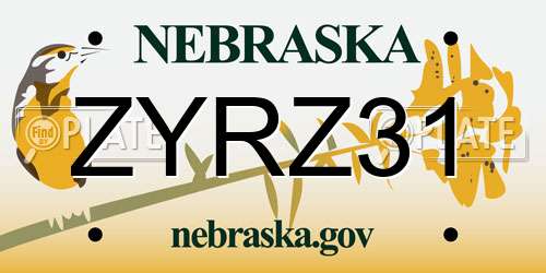ZYRZ31 Nebraska License Plate