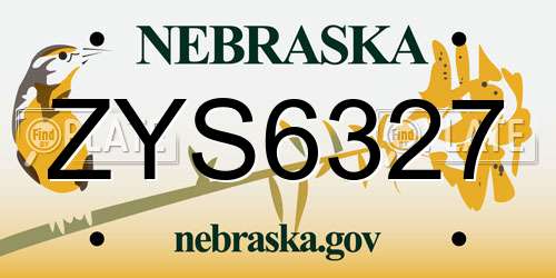 ZYS6327 Nebraska License Plate