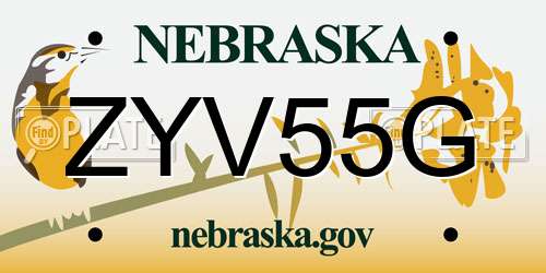 ZYV55G Nebraska License Plate