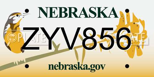ZYV856 Nebraska License Plate