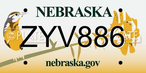 ZYV886 Nebraska License Plate