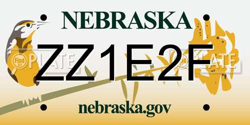 ZZ1E2F Nebraska License Plate