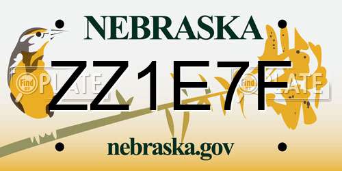 ZZ1E7F Nebraska License Plate