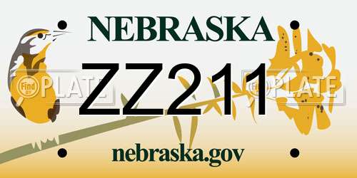 ZZ211 Nebraska License Plate