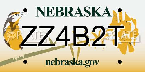 ZZ4B2T Nebraska License Plate
