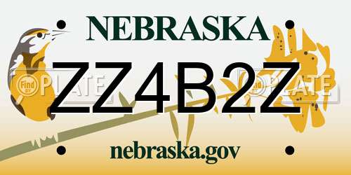ZZ4B2Z Nebraska License Plate