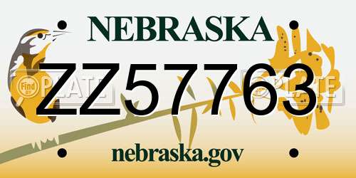 ZZ57763 Nebraska License Plate