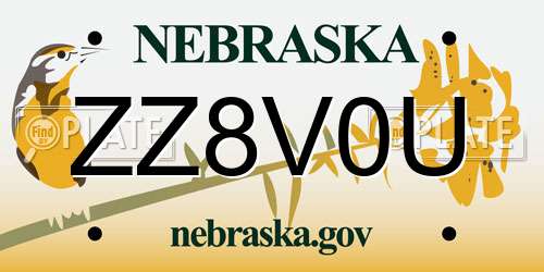 ZZ8V0U Nebraska License Plate