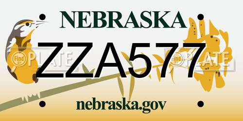 ZZA577 Nebraska License Plate