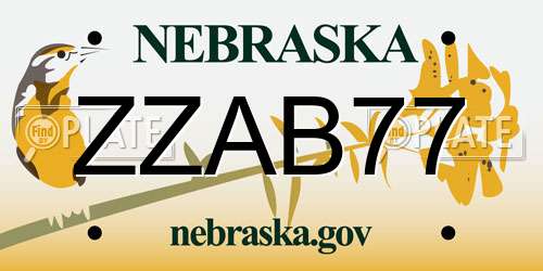 ZZAB77 Nebraska License Plate
