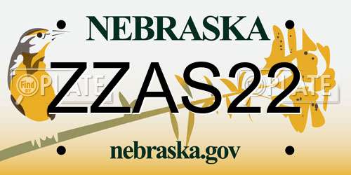 ZZAS22 Nebraska License Plate