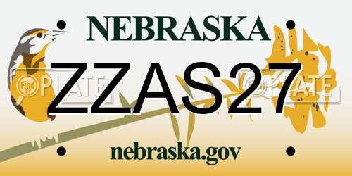 ZZAS27 Nebraska License Plate