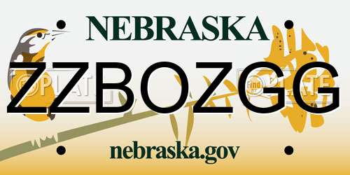 ZZBOZGG Nebraska License Plate