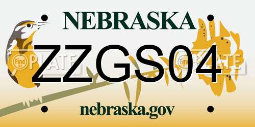 ZZGS04 Nebraska License Plate