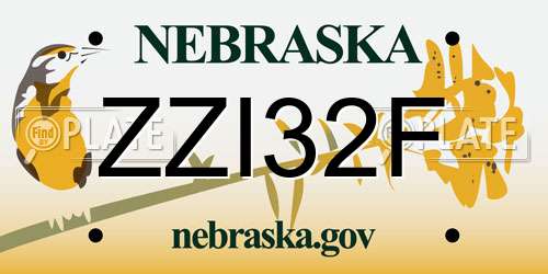ZZI32F Nebraska License Plate