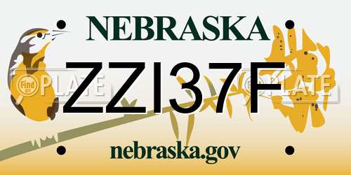 ZZI37F Nebraska License Plate