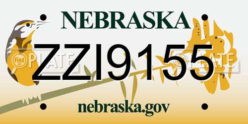ZZI9155 Nebraska License Plate