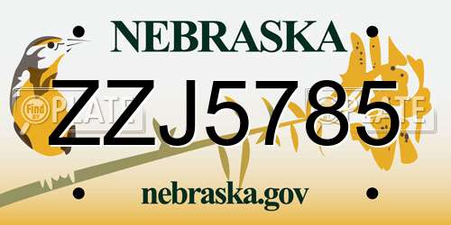 ZZJ5785 Nebraska License Plate