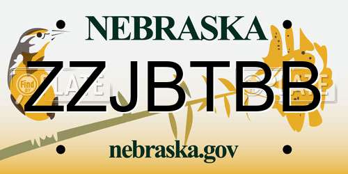 ZZJBTBB Nebraska License Plate