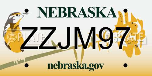 ZZJM97 Nebraska License Plate