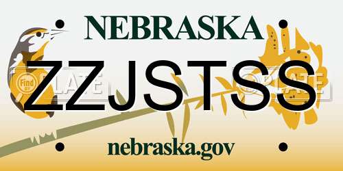 ZZJSTSS Nebraska License Plate