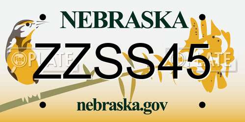 ZZSS45 Nebraska License Plate