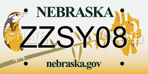 ZZSY08 Nebraska License Plate