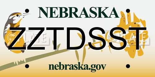 ZZTDSST Nebraska License Plate