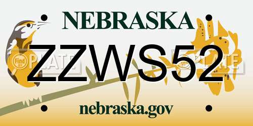 ZZWS52 Nebraska License Plate
