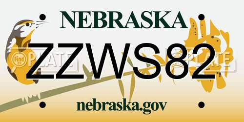 ZZWS82 Nebraska License Plate