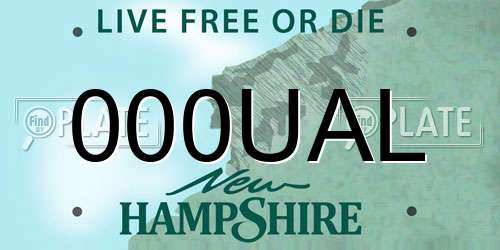 000UAL New Hampshire License Plate