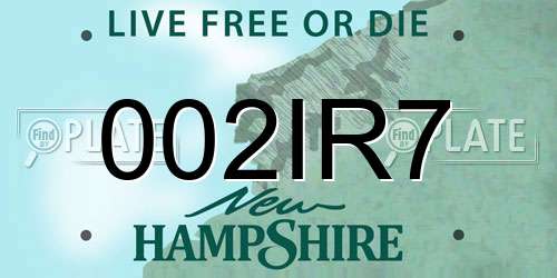 002IR7 New Hampshire License Plate