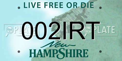 002IRT New Hampshire License Plate
