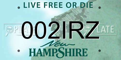 002IRZ New Hampshire License Plate
