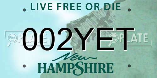 002YET New Hampshire License Plate