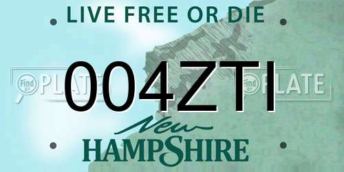 004ZTI New Hampshire License Plate