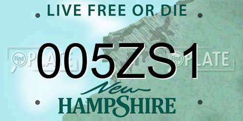 005ZS1 New Hampshire License Plate