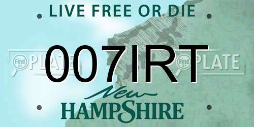 007IRT New Hampshire License Plate