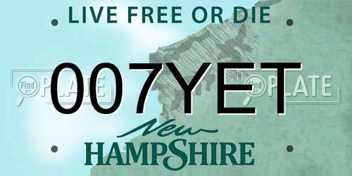 007YET New Hampshire License Plate
